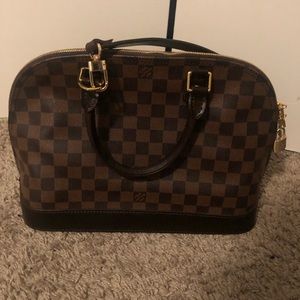 Brown Checkered Mirror Crossbody